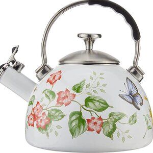 Butterfly Meadow Enameled Kitchen Tea Kettle 2.5 Quart- New